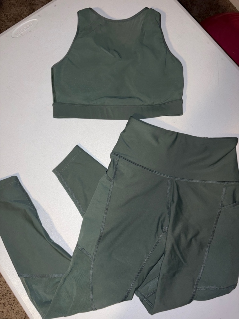 Old Navy Olive Green High-Waist Leggings & Crop Sports Bra Set